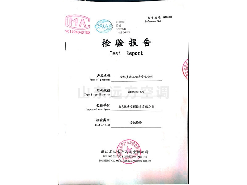 變極多速三相異步電動機檢驗（yàn）報告